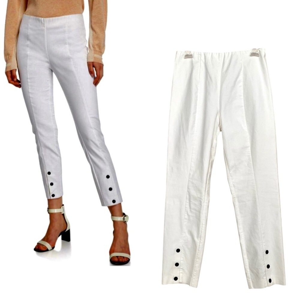 Rag & Bone Simone White Snap-front Ankle Pants Size 8 Cotton Summer Elastic Crop